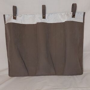 Grey Suede Hanging Organizer For Hair Tools Or Crib Organizer